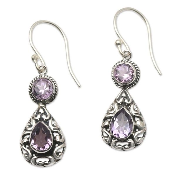 Alternate image for Balinese Amethyst and Sterling Silver Dangle Earrings Nevermore