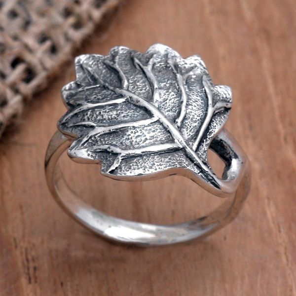Alternate image for Sterling Silver Leaf-Motif Cocktail Ring Autumnal Melody