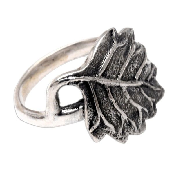 Alternate image for Sterling Silver Leaf-Motif Cocktail Ring Autumnal Melody