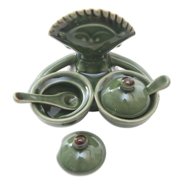 Alternate image for Hand Crafted Ceramic Condiment Set 5 Pcs Janger Dancer