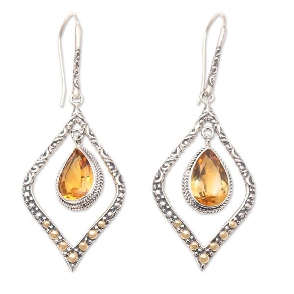 Alternate image for Gold-Accented Citrine Dangle Earrings Window Seat in Yellow