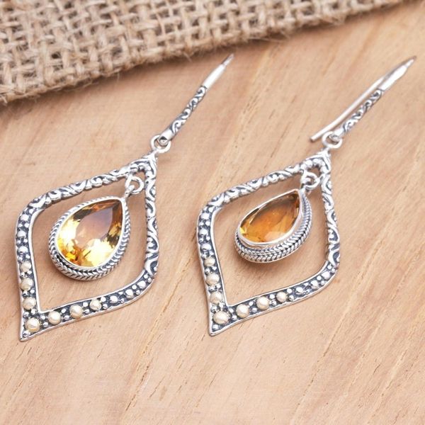 Alternate image for Gold-Accented Citrine Dangle Earrings Window Seat in Yellow