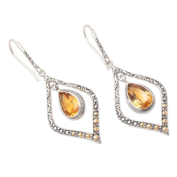 Alternate image for Gold-Accented Citrine Dangle Earrings Window Seat in Yellow