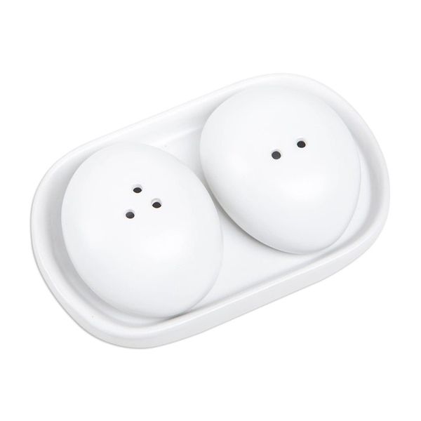 Alternate image for White Ceramic Salt and Pepper Set 3 Pieces Soft Seasoning