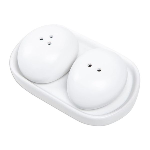 Alternate image for White Ceramic Salt and Pepper Set 3 Pieces Soft Seasoning