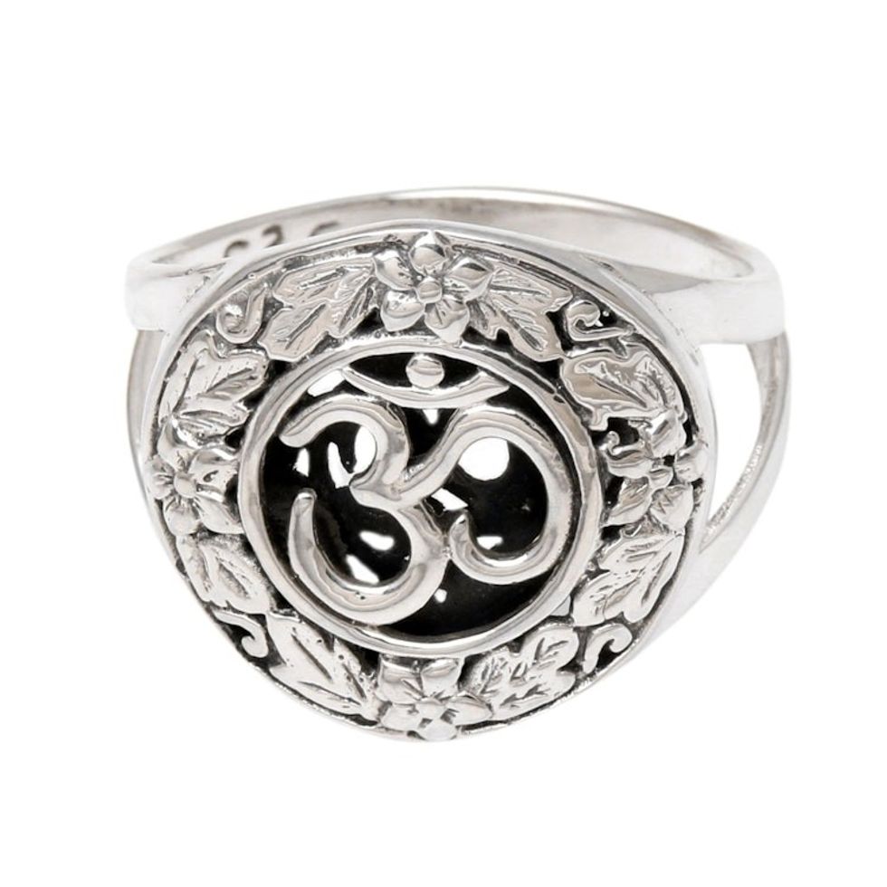 Sterling Silver Om-Motif Cocktail Ring 'Balinese Ongkara'