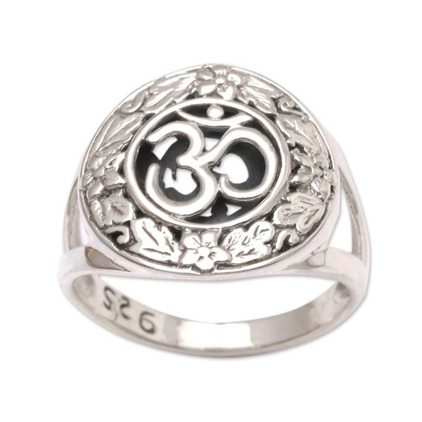 Alternate image for Sterling Silver Om-Motif Cocktail Ring Balinese Ongkara