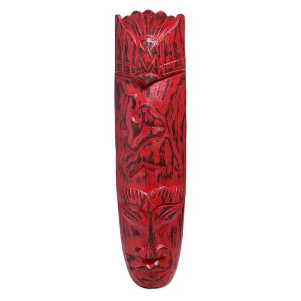 Alternate image for Handmade Red Elephant Mask from Bali Ancient Elephant