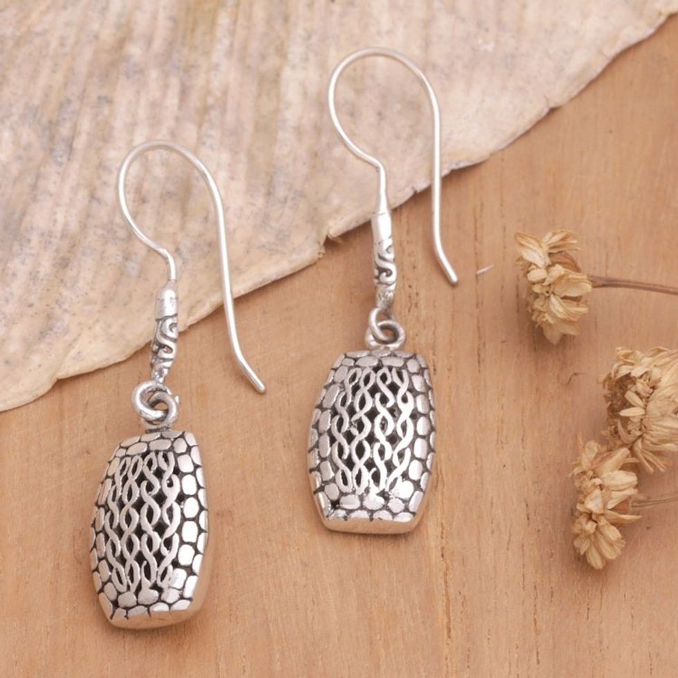 Handcrafted Sterling Silver Dangle Earrings 'Happy Accident'