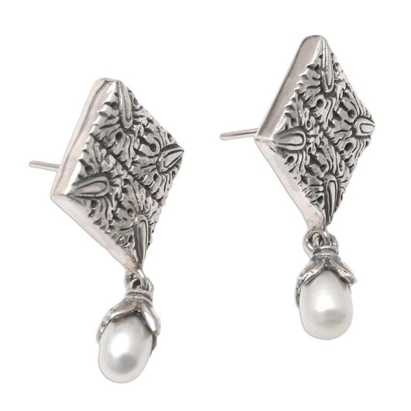 Alternate image for Cultured Pearl and Sterling Silver Earrings from Bali Drop of Heaven