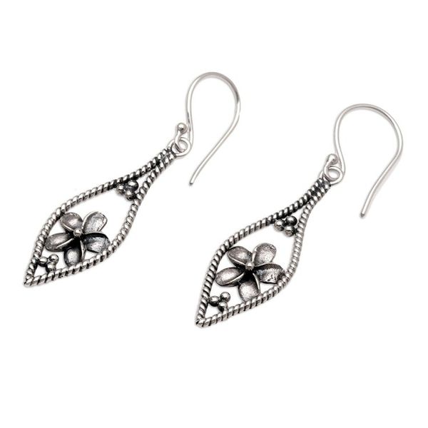 Alternate image for Balinese Sterling Silver Frangipani Dangle Earrings Frangipani Twist