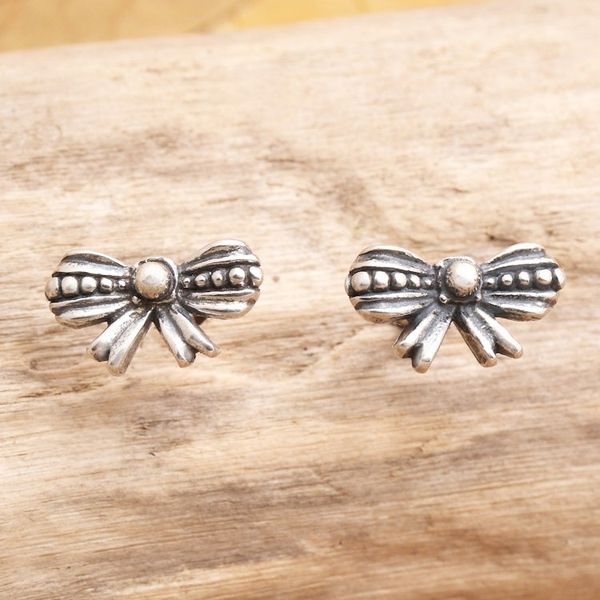 Alternate image for Sterling Silver Bow-Motif Stud Earrings Little Bow