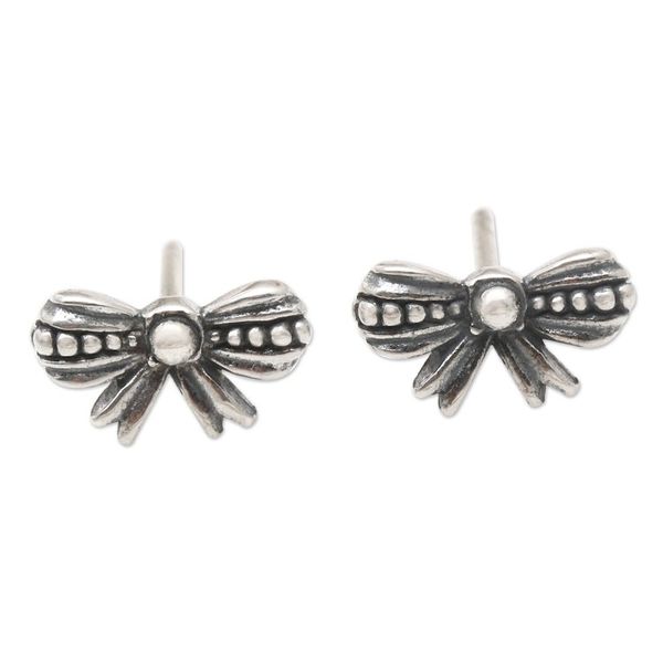 Alternate image for Sterling Silver Bow-Motif Stud Earrings Little Bow