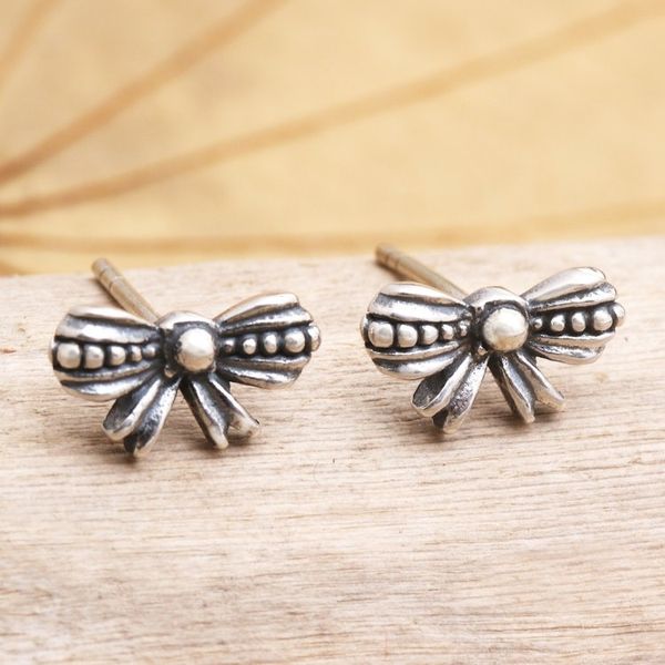 Alternate image for Sterling Silver Bow-Motif Stud Earrings Little Bow