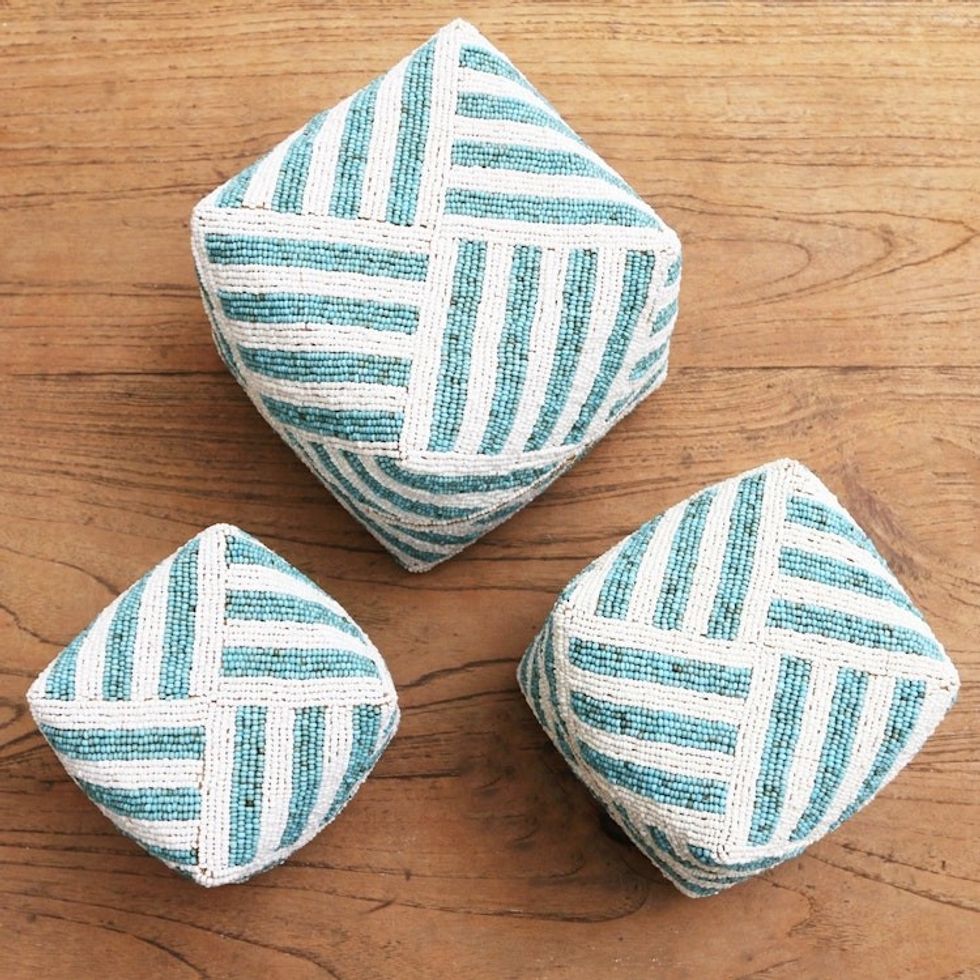 Hand Crafted Decorative Bamboo Boxes Set of 3 'Coveted Keben'