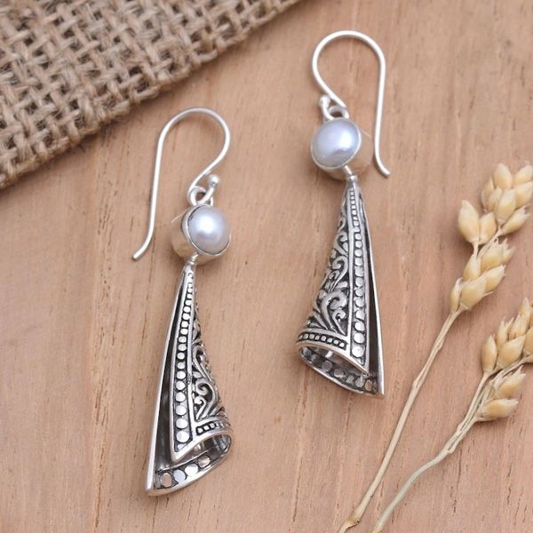 Alternate image for Handmade Cultured Pearl Dangle Earrings from Bali Young One