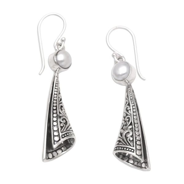 Alternate image for Handmade Cultured Pearl Dangle Earrings from Bali Young One