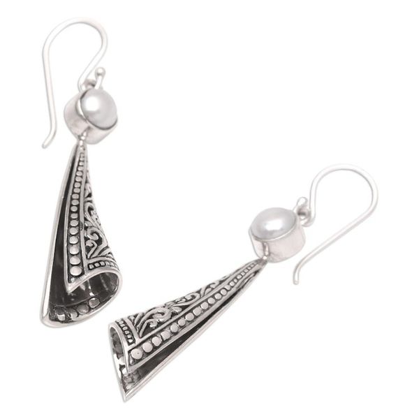 Alternate image for Handmade Cultured Pearl Dangle Earrings from Bali Young One