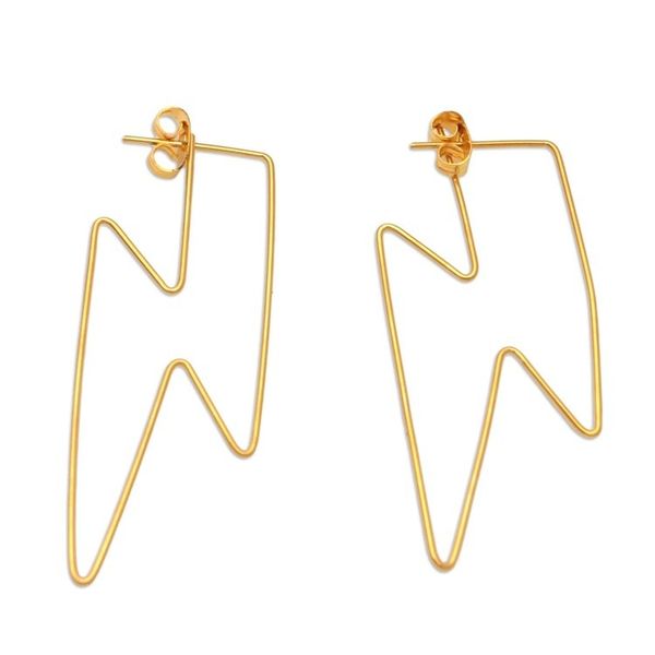 Alternate image for Gold-Plated Lightening Bolt Drop Earrings Golden Bolt