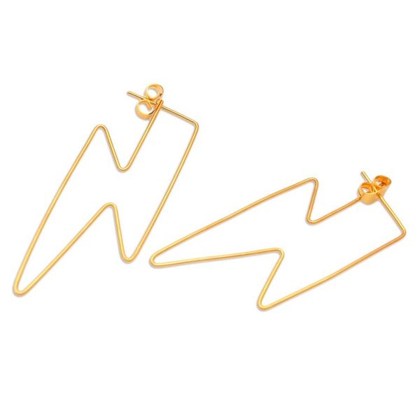 Alternate image for Gold-Plated Lightening Bolt Drop Earrings Golden Bolt