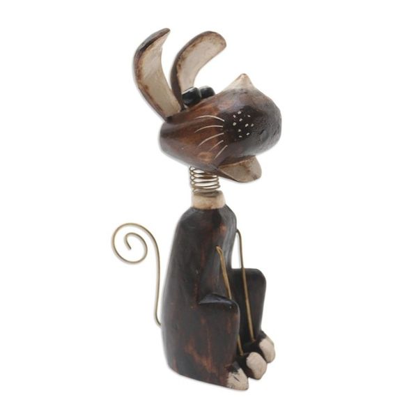 Alternate image for Handcrafted Albesia Wood Dog-Motif Statuette Canine Wisdom