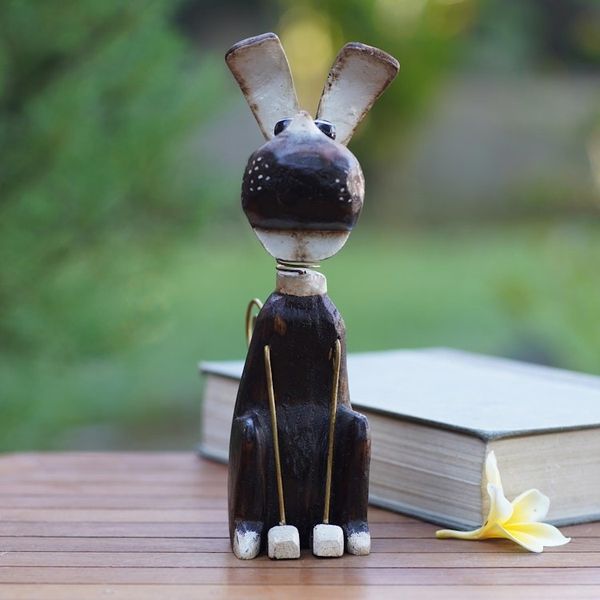 Alternate image for Handcrafted Albesia Wood Dog-Motif Statuette Canine Wisdom
