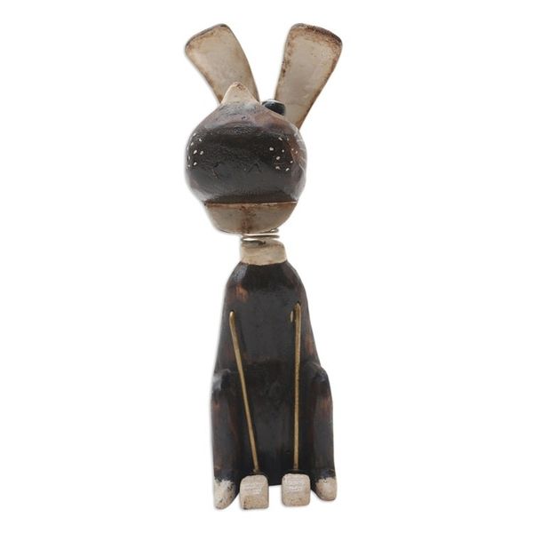 Alternate image for Handcrafted Albesia Wood Dog-Motif Statuette Canine Wisdom