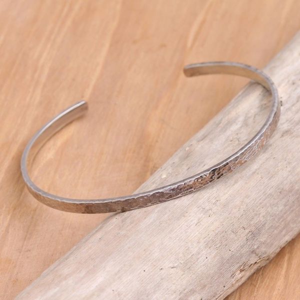 Alternate image for Hammered Finish Sterling Silver Cuff Bracelet Simply the Best
