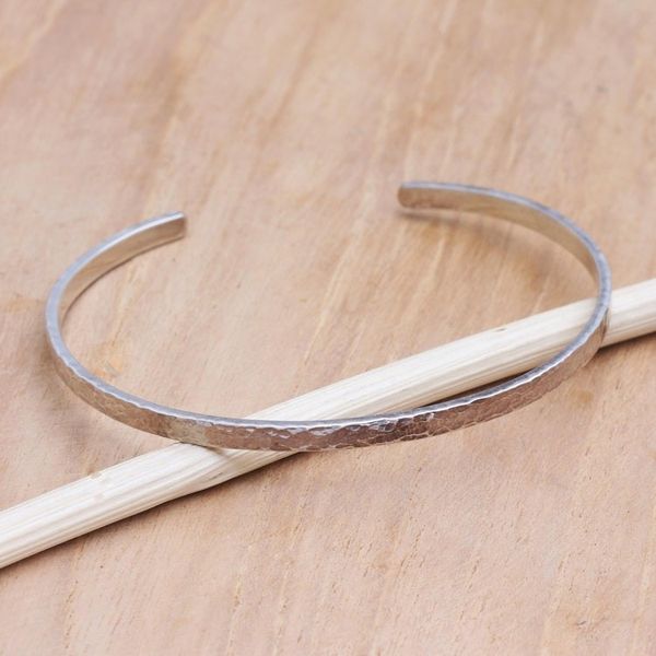 Alternate image for Hammered Finish Sterling Silver Cuff Bracelet Simply the Best