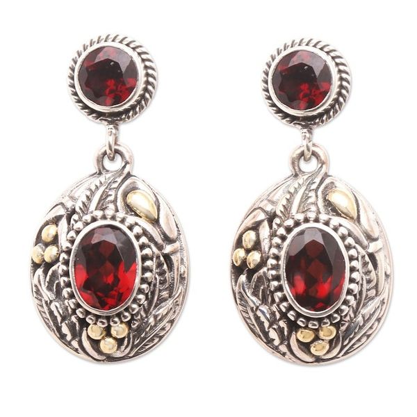 Alternate image for Antique Style Garnet and Sterling Silver Earrings from Bali Historical Beauty