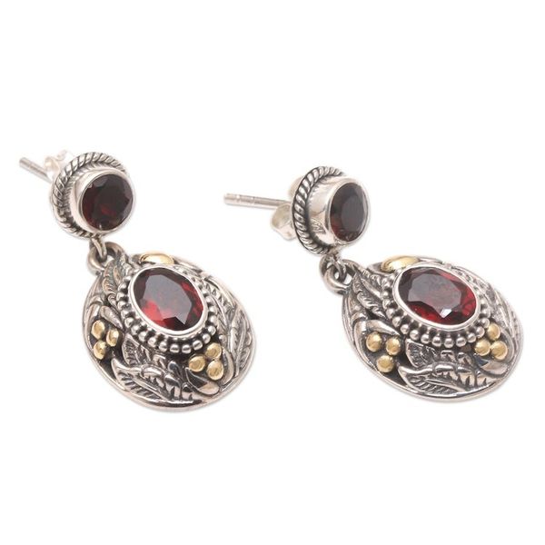 Alternate image for Antique Style Garnet and Sterling Silver Earrings from Bali Historical Beauty