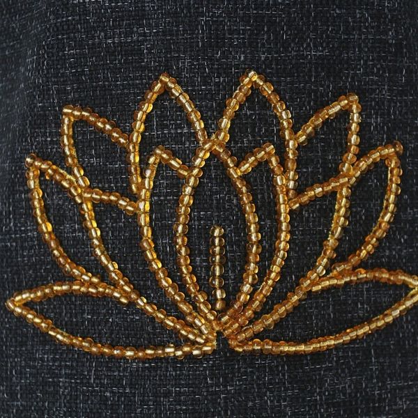 Alternate image for Ikat Cotton Yoga Mat Carrier with Glass Bead Accent Large Lotus Lagoon in Black