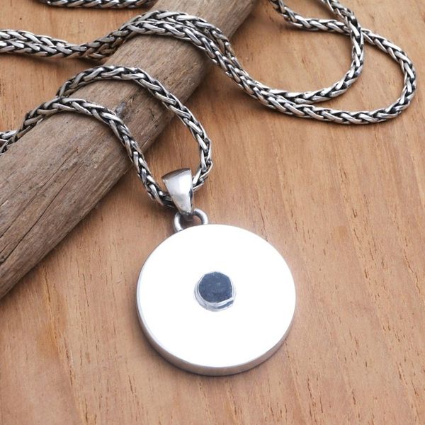 Alternate image for Lava Stone and Sterling Silver Pendant Necklace Mountain Heart