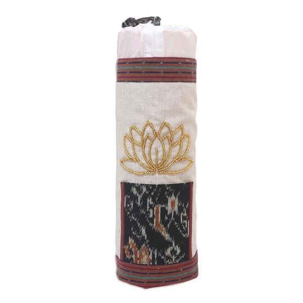Alternate image for Ikat Cotton Yoga Mat Carrier from Java Large Lotus Lagoon in Ivory