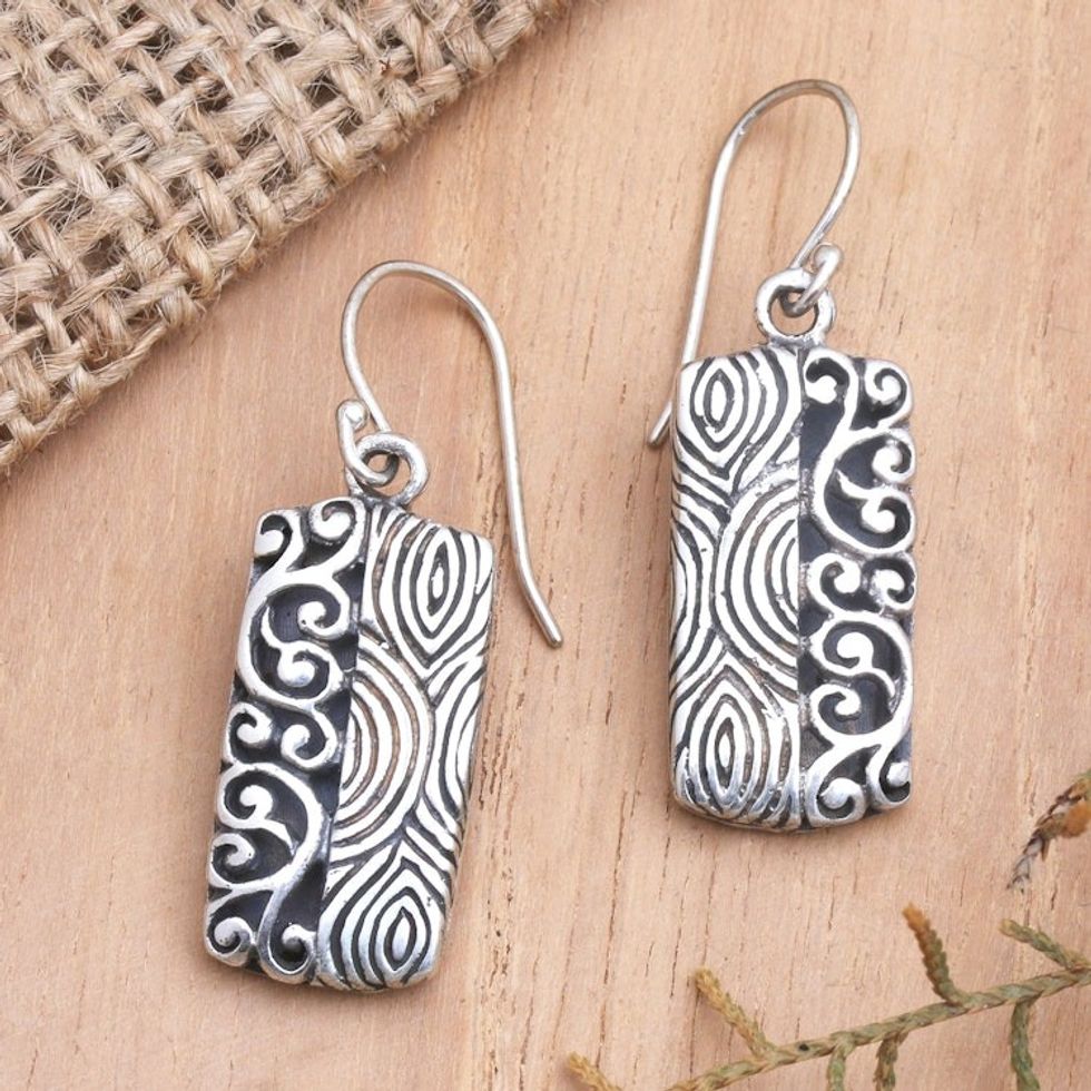 Hand Crafted Sterling Silver Dangle Earrings 'Two Possibilities'