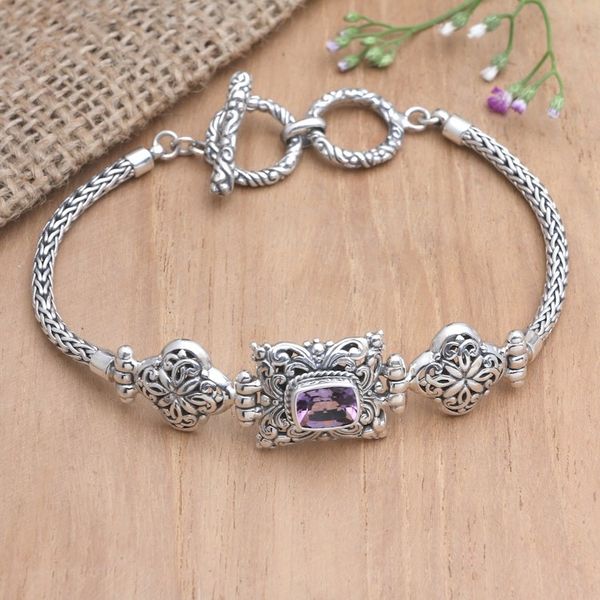 Alternate image for Amethyst and Sterling Silver Pendant Bracelet One Day in Sunset