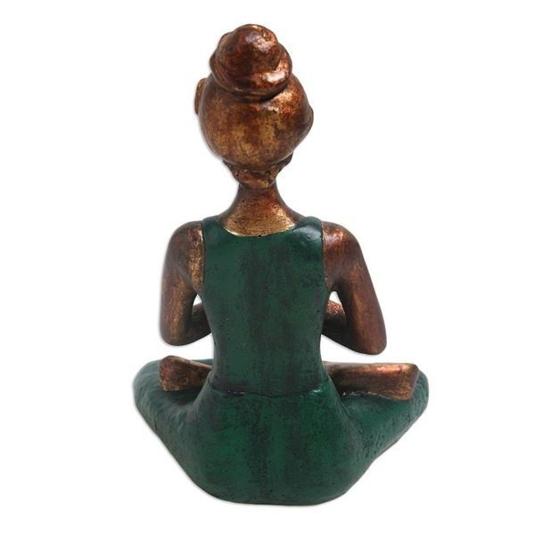 Alternate image for Artisan Crafted Cement Yoga Statuette Asana Pose in Green