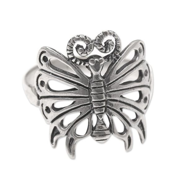 Alternate image for Sterling Silver Butterfly Cocktail Ring Butterfly in the Sky