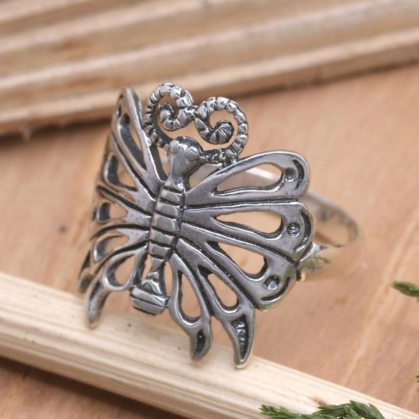 Alternate image for Sterling Silver Butterfly Cocktail Ring Butterfly in the Sky