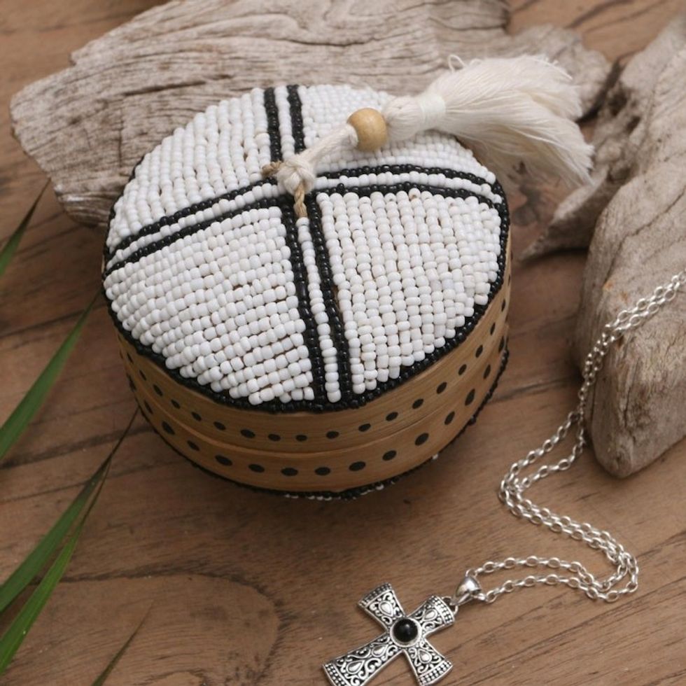 Hand Made Beaded Bamboo Box from Bali 'Mod Combo'