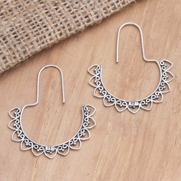 Alternate image for Hand Made Sterling Silver Drop Earrings Thorn Patch