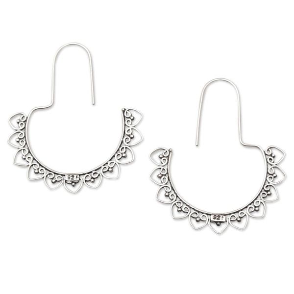 Alternate image for Hand Made Sterling Silver Drop Earrings Thorn Patch