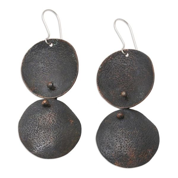 Alternate image for Javanese Copper 3 Inch Dangle Earrings Modern Minimalism