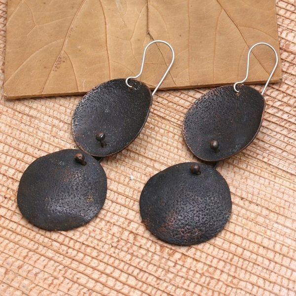 Alternate image for Javanese Copper 3 Inch Dangle Earrings Modern Minimalism