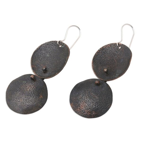 Alternate image for Javanese Copper 3 Inch Dangle Earrings Modern Minimalism