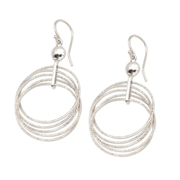 Alternate image for Handmade Sterling Silver Dangle Earrings Abstract Art
