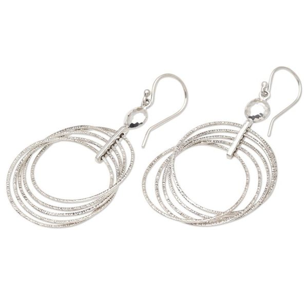 Alternate image for Handmade Sterling Silver Dangle Earrings Abstract Art