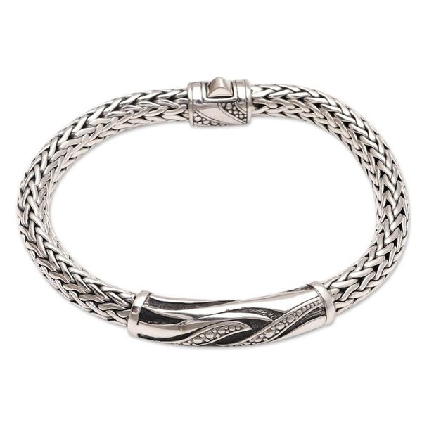 Alternate image for Mens Handmade Sterling Silver Pendant Bracelet Fire Sign