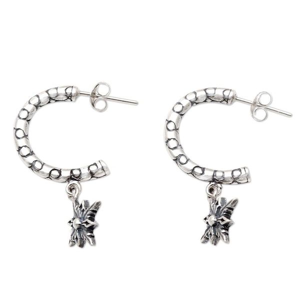 Alternate image for Sterling Silver Floral-Motif Drop Earrings Hopeful Prayer