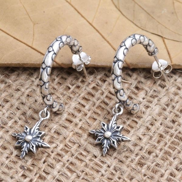 Alternate image for Sterling Silver Floral-Motif Drop Earrings Hopeful Prayer